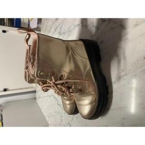 H&M toddler girls metallic pink combat boots size 9